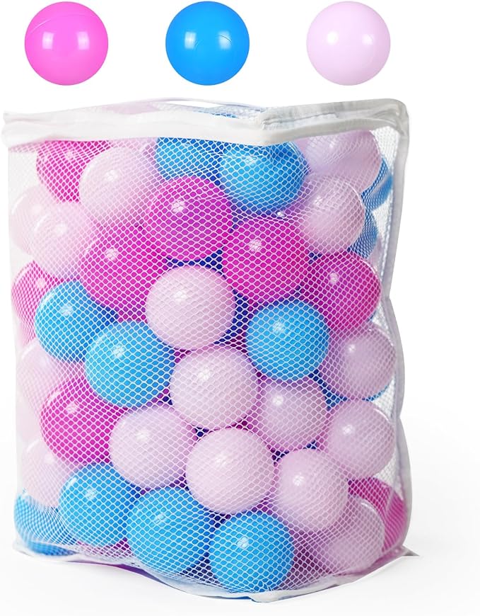 Ball Pit Balls Pack of 100 200 500 - Star and Round Set BPA Free Phthalate Free Non-Toxic Crush Proof Play Balls Soft Plastic Balls for Toddlers Baby Kids Birthday Pool Tent Party