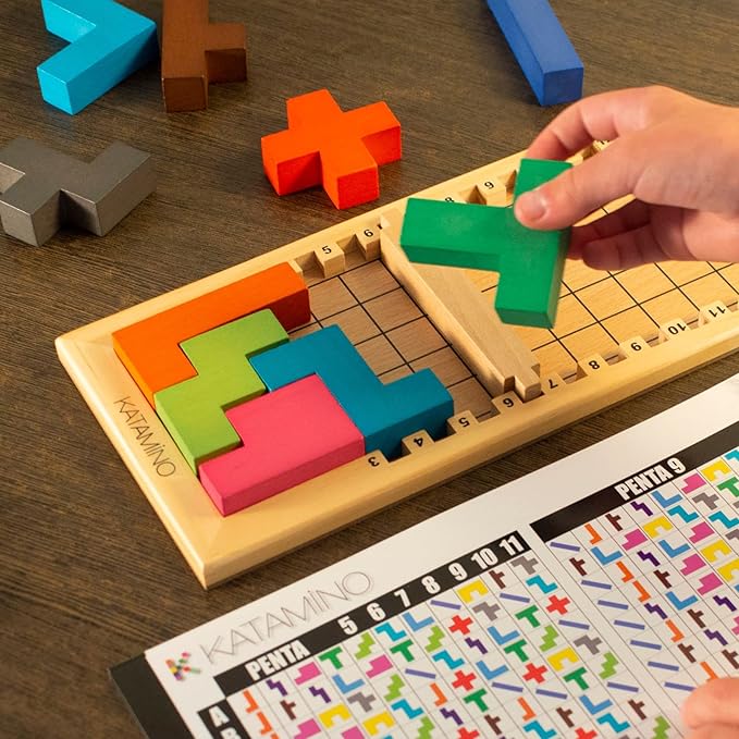 Katamino | The Original Wooden Pattern Building Puzzle Game for Kids and Adults | Over 500 Pentomino Combinations | Award Winning Kid Friendly Strategic Brain Game | Ages 6+ | 1-2 Players | 10 Min
