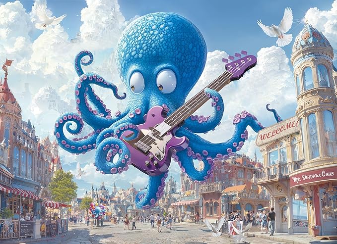 Anime Octopus Jigsaw Puzzles for Adults 1000 Pieces, Difficult Unique Shaped Puzzle for Game Night, Family, Friends, Puzzle Size 26.6x19.2