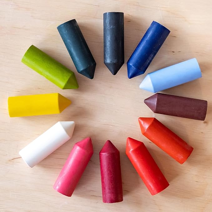 Ehrenkind® Beeswax Crayons 12 Vibrant Colors | 100% Natural for toddlers from 1 year | safe food quality | Crayons for Toddlers 1-3