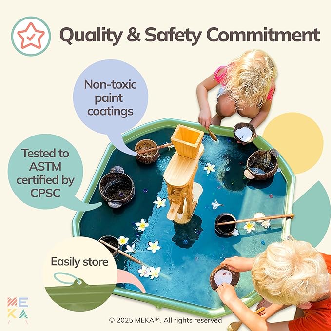 MEKA Tuff Tray for Sensory Play, Sensory Tray for Kids, Toddler Water Table, Tuff Spot Sensory Bin for Toddlers (Olive Green, Large (38" x 38"))