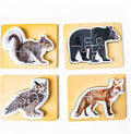 Wooden Montessori Animal Puzzles for Toddlers 2+ Years | Realistic Chunky Woodland Animal Shape Puzzle | Educational Learning Toy - Four-Piece Woodland Creature Puzzles