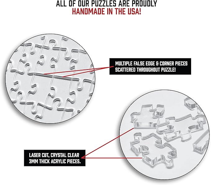 The Clearly Impossible Puzzle ® 100 Pieces - Clear Difficult Jigsaw Puzzle - False Edge Pieces - Clear Hard Puzzle - 100 Piece