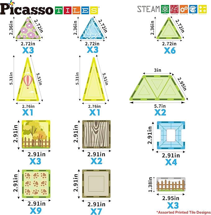 PicassoTiles Magnetic Tile Farm Animal Building Playset with 8 Character Figures STEM Construction Toy for Kids Age 3 Plus Educational Pretend Play Learning Blocks Farmyard Creative Activity Kit PTQ17
