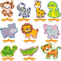 10 Pieces Kids Jungle Animal Lacing Cards Safari Animal Sewing Cards Thick Cardboard Double Sided Lacing Playing Games for Children Toddler Developing Imagination Education Supplies (Jungle Style)