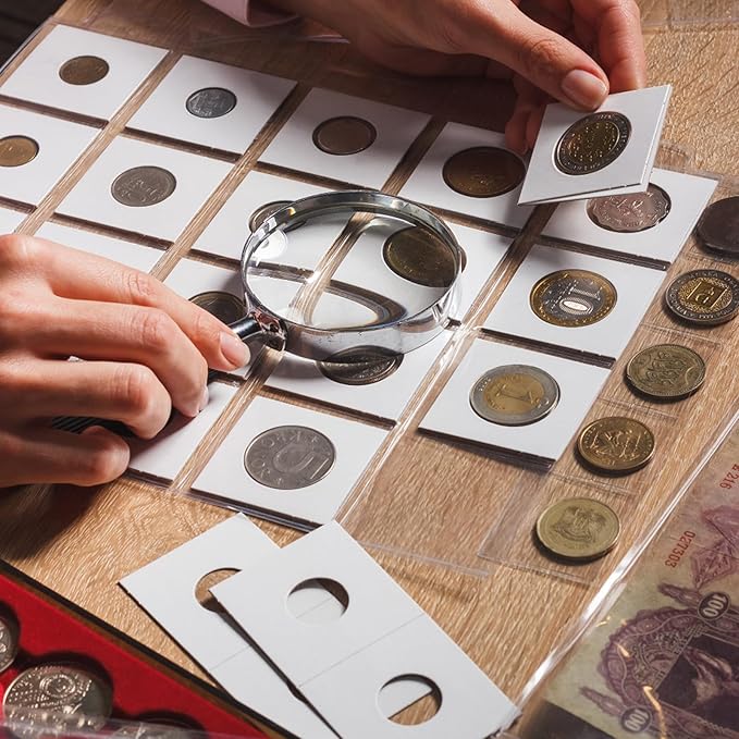 MUDOR Premium Coin Flips for Large Dollar, 200 Pack Cardboard Coin Holder, Mylar Coin Flips 2x2, Paper Coin Holders, Large Dollar(38.1mm)