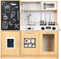 Best Choice Products Pretend Play Kitchen Wooden Toy Set for Kids w/Realistic Design, Telephone, Utensils, Oven, Microwave, Sink - Natural