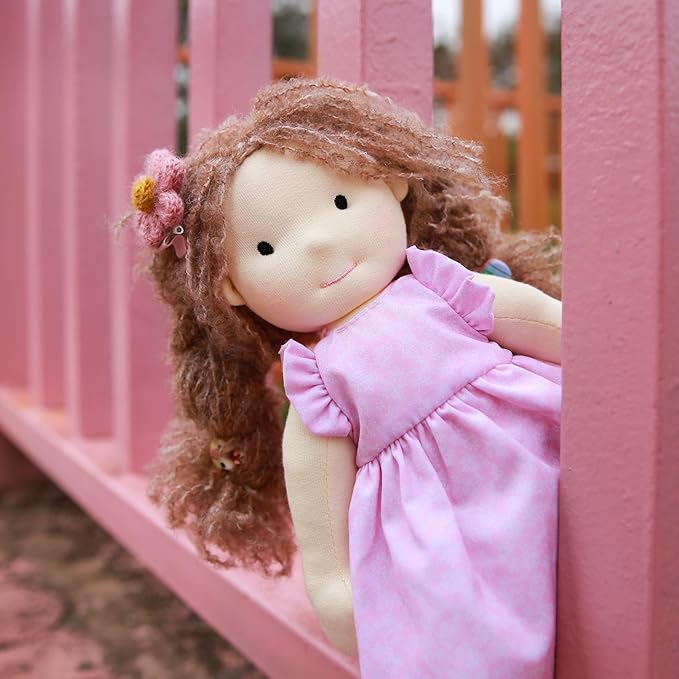 BlissfulPixie Handmade Waldorf Doll- Amy 12", Soft Girl Rag Doll with Cute Stuffed Plush, Ideal Present for Babies & Toddlers
