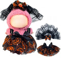 17cm Halloween Clothes Set, Halloween Dress Pumpkin Bow Hairpin for Dolls Accessorie, Halloween Clothes for Pumpkin Outfit, Spooky Costume Dolls Collectors, Gift for Doll Lovers(No Doll)