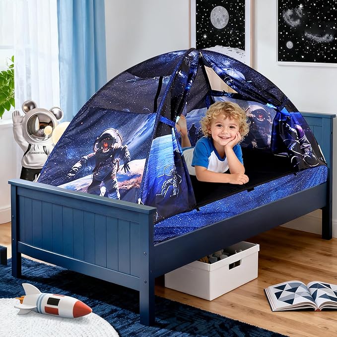Kid Bed Tent -Twin Play Tent Baby Toddlers Dream Playhouse for Bedroom Decor Indoor Games Twin Size Bed Canopy by CRAWLBO(Galagy)