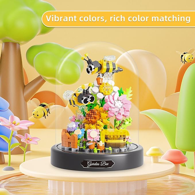 588 PCS Micro Brick Flower Bee Building Sets, Mini Blocks Animals Botanical Collection Blocks Model for Adult Toys, Home Decor and Office Art Creative Gift, for Teens Ages 6+ Kids