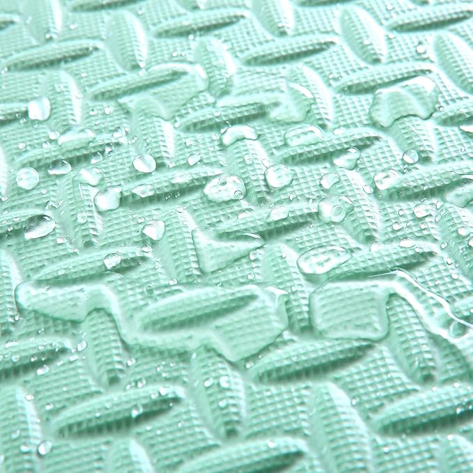 Foam Play Mat for Baby, EVA Soft Non-Toxic Playmat, Interlocking Floor Mats, Solid Colored Foam Puzzled Floor Mats, Baby Play Mat Exercise Mats, 16 Tiles(White/Green/Light Blue)