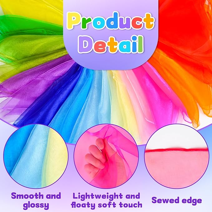 NEBURORA Juggling Scarves Square Colorful Play Scarve for Dance Magic Tricks Performance Props Scarf Accessories 12 Colors