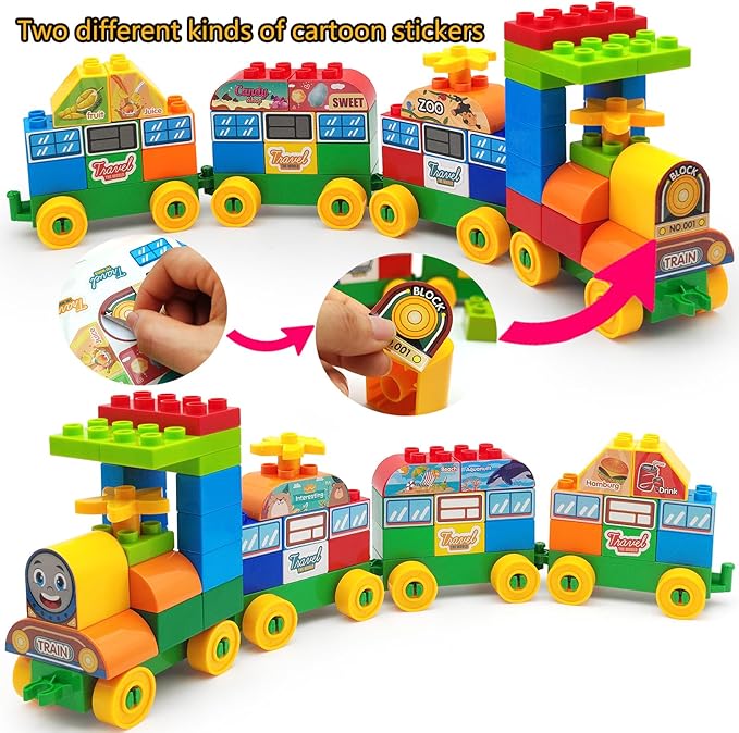 90 Pcs Classic Building Blocks Set for Toddlers 3-6, Large Building Bricks Train Educational Toy STEM Toys Compatible with Major Brands Gift for Kids