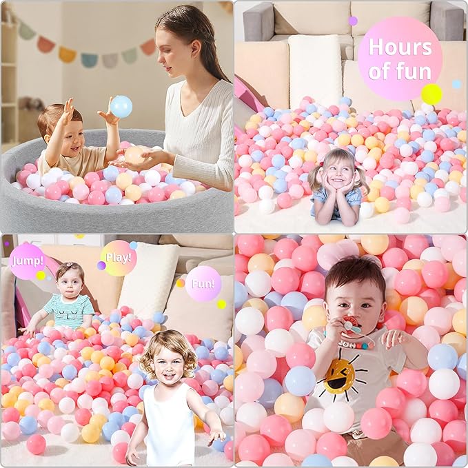 Ball Pit Balls Pack of 100 200 500 - Star and Round Set BPA Free Phthalate Free Non-Toxic Crush Proof Play Balls Soft Plastic Balls for Toddlers Baby Kids Birthday Pool Tent Party