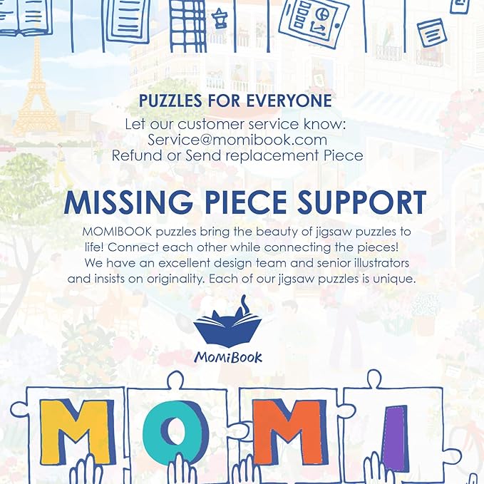 MOMIBOOK Puzzles for Adults 1000 Pieces Jigsaw Puzzles of Paris in Bloom, Painting Image Steet Flower Shop Difficult Challenging Hard Impossible Puzzle Unique Funny Party Christmas Birthday Gifts