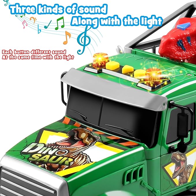 Dwi Dowellin Toy Truck Transport Cars Carrier with Dinosaur for Kids Toddlers,Birthday Gifts for Boy Toddler Child 3 4 5 6 Years Old