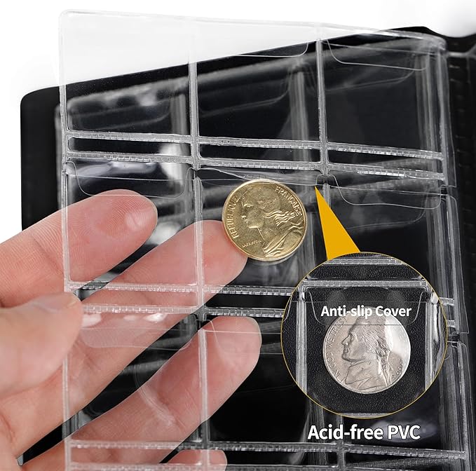 Uncle Paul Coin Album Coin Holder Coin Collection Book for Half Dollar/Small Dollar/50 Pence/Two pounds 60 Pockets CS3712GR