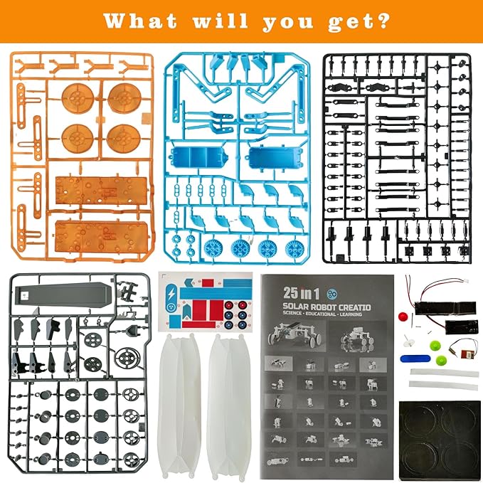STEM 25-in-1 Education Solar Power STEM Toys for Boys Age 8-12, Science Kits Robots Toys for Ages 8-13, Building Toys Robotics Experiment Set Birthday Gifts for Kids 8 9 10 11 12 13 Years Old