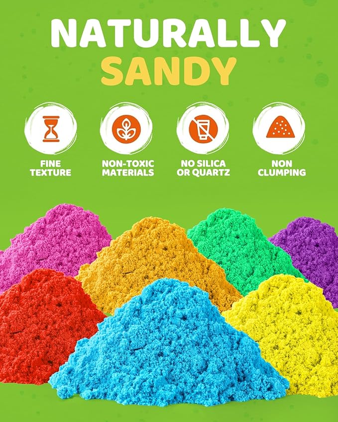 Play Sand with Sensory Bin Toy for Kids, 8 lb of 7 Colored Bulk Magic Sand with Sandbox for Toddlers, Sensory Sand Kit for Boys and Girls Age 3-8 (Pink)
