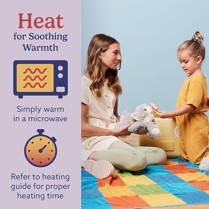 warmies Microwavable & Weighted Stuffed Animals, Laying Down Gray Cat - Heated Stuffed Animal Plushie for Warmth & Comfort - Cute Soft Plush Toys for Boys, Girls, Babies & Toddlers