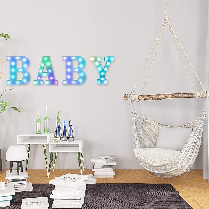 Foaky Colorful LED Letter Lights with Remote,Marquee Light Up Letters Sign for Night Light Wedding/Birthday Party Battery Powered Christmas Lamp Home Bar Decoration(X)