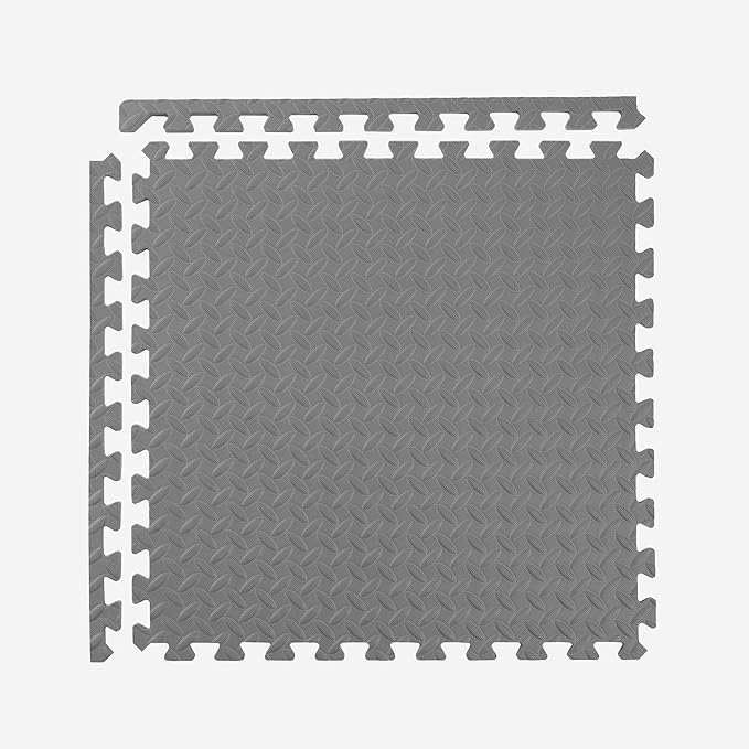 IncStores 1/2 Inch Thick Diamond Soft Foam Flooring Tiles | High-Density Interlocking Foam Tiles for Rugged Style in Your Home Gym, Playroom, and More | Grey, 9 Tiles