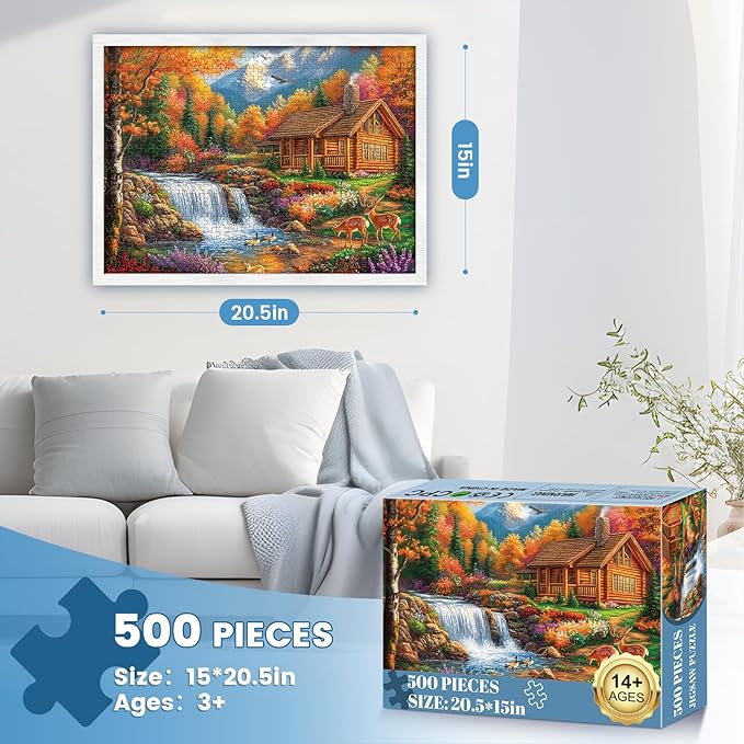 Puzzles 500 Pieces for Adults | Alpine Serenity Jigsaw Puzzles | Recycled Cardboar Jigsaw Puzzles 500 Pieces | Challenging Family Activity Great Gift Idea for Family Friends | 20.5 X 15 inches