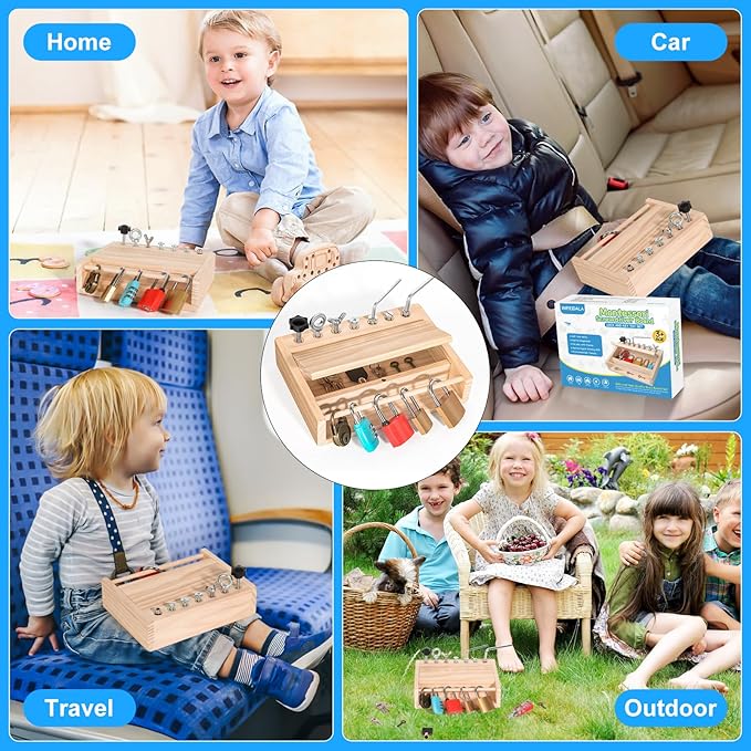 Montessori Screwdriver Board Set-Lock and Key Toy,Montessori Busy Board Toys for 3 4 5 Year Old,Kids Tool Set,Preschool Learning Sensory - Fine Motor Skills - STEM Toys