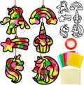 Qyeahkj 36 Set Unicorn Suncatchers Crafts for Kids DIY Unicorn Tissue Paper Crafts Window Stained Glass Effect Rainbow Hanging Decor School Home Creative Activity Art Project Birthday Party Favor Gift