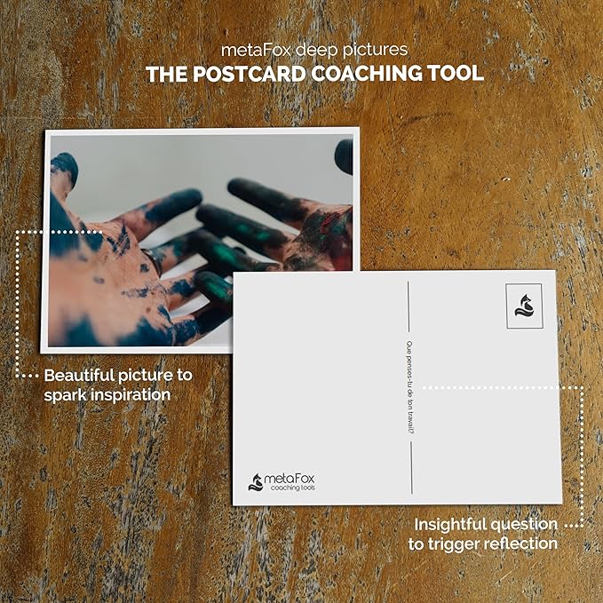 metaFox - 52 Inspirational Cards, Positive Affirmations & Motivational Postcards, Picture Cards For Coaching & Therapy, Mindfulness, Original Motivational Deck