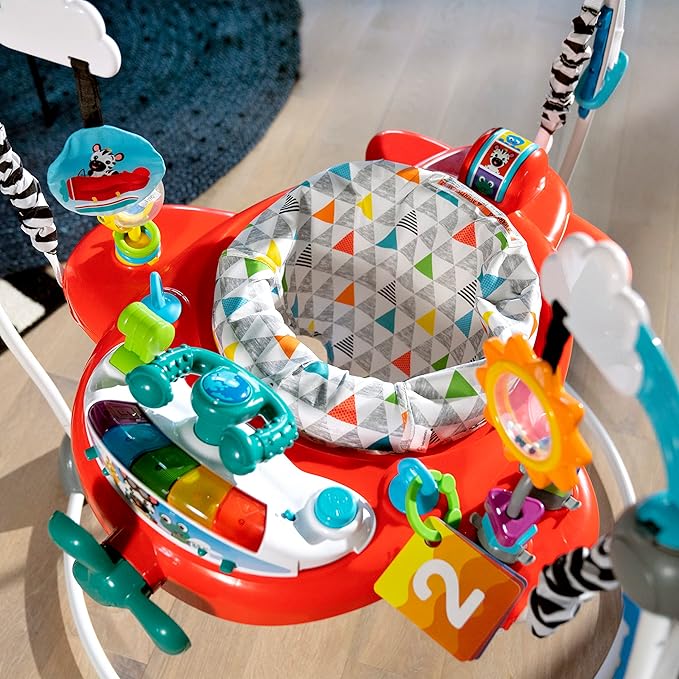 Baby Einstein Ocean Explorers Airplane Adventure 2-in-1 Interactive Activity Jumper with Lights Ages 6 months +, Max weight 25 lbs., Unisex