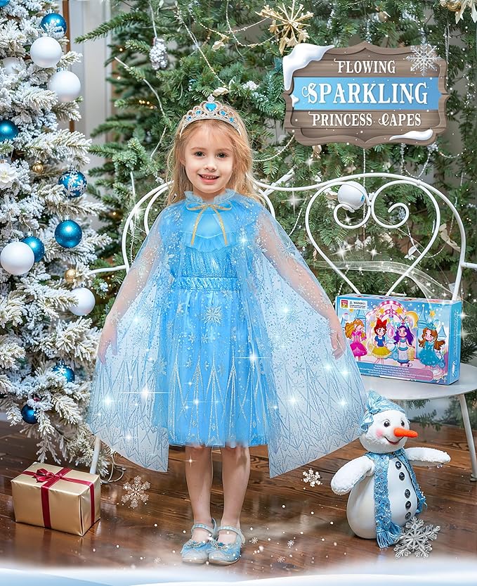 Jeowoqao Princess Dress Up Princess Dress for Girls, Dress up Clothes Little Girl Princess Pretent Play Costume Christmas Birthday Gift for Toddler Girls Age 3 4 5 6 Years