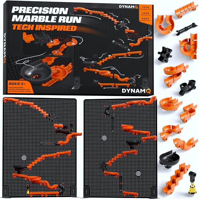 Precision Marble Run - 125 Piece STEM Building Set - Educational Learning Science Toys Kits for Kids Ages 5+ Adults - 3D Marble Maze Construction Game, Christmas Birthday Gifts for Boys, STEM Project