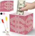 Primo Lines Piggy Bank for Adults Must Break to Open, with Savings Counter & Goal Tracker, Unbreakable Stainless Steel Money Box for 10K Challenge $3000 $5000, Kakeibo (4.72 Inch)
