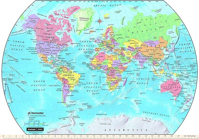 Replogle Student - Educational Classic World globe, Blue Ocean, Raised Relief feature, including a bonus map, made in USA, 12"/30cm diameter