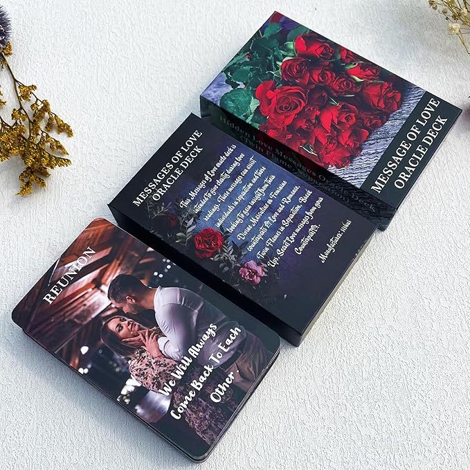 DPEHAKMK Message of Love Oracle Cards, Oracle Cards for Beginners, Including Love, Romance, Twin Flame, Soulmate Messages