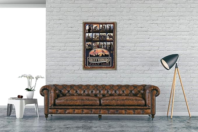 Northwest Art Mall Gettysburg Civil War Collage Rustic Metal Print on Reclaimed Barn Wood from Original Travel Artwork by Artist Paul A. Lanquist 24" x 36"