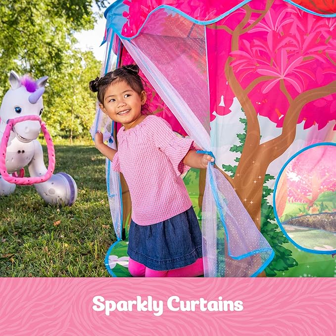 Kid Trax Easy Pop Up Kids Magical Play Tent, Large Front and Rear Openings, Carrying Case Included, Easy Storage, Magical Forest