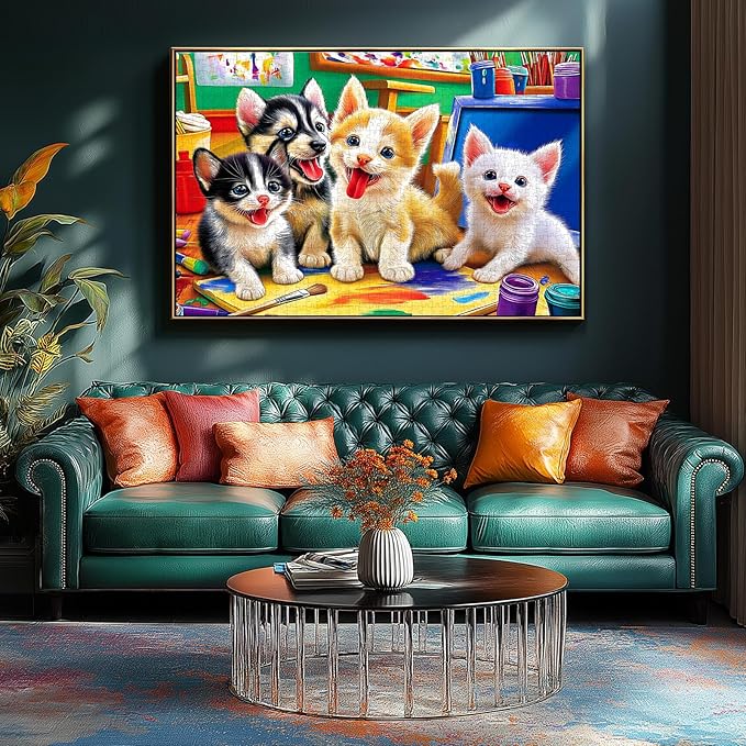 Puzzles for Adults 500 Pieces Cute Dogs Jigsaw Puzzles 500 Pieces Difficult Fun Puppy Draw Unique Family Puzzle Challenging Games Gift for Teens Kids Adults (21"x15")