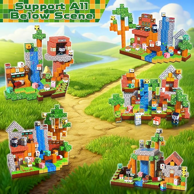 Goody King 300PCS Magnetic Blocks - Forest Magnetic Building Blocks, Stacking Magnets for Kids, Strong Magnets, Sensory Toy for STEM Learning Toys for Kids 3+ Boys and Girls Christmas Birthday Gifts