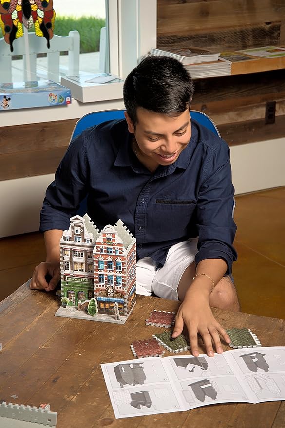 Wrebbit3D Fire Station 3D Puzzle | Urbania Collection | 285 Jigsaw Puzzle Pieces | Charming and Unique Streetscape of a Small Town