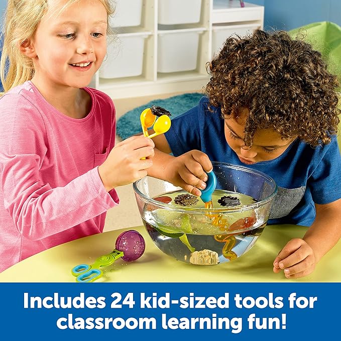 Learning Resources Helping Hands Fine Motor Tools Classroom Set,24 Pieces, Ages 3+, fine motor skills, teacher resources for classroom, sensory toys for toddlers, Scoopers and Tweezers toys