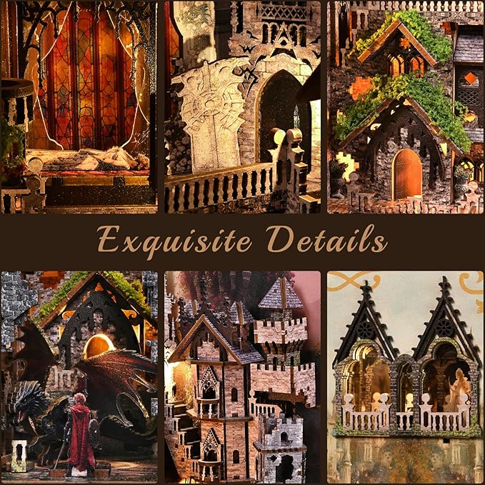 Book Nook Kit - DIY Miniature House Dollhouse Kit for Adults and Teens, Booknook Tiny House Bookshelf Decor 3D Wooden Puzzle, Gifts for Family, Friends (Sleeping Beauty)