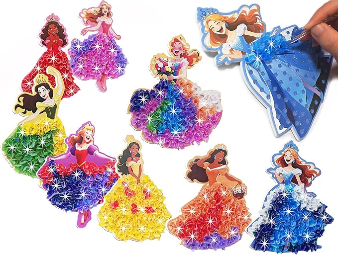 skyenchant Princess Poke in Art Kit - Magical Dress-Up Crafts, Creative Fun Activity for Girls, Best Birthday Gift for Ages 4-9 Years Old(8cpcs) (Princess-8)