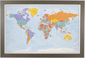 Push Pin Travel Maps - Blue Oceans World - Barnwood Gray Framed Pin Map for Tracking Your Travels - 27.5" x 39.5" - 8 Handcrafted Frame Options - Made in USA - Ideal for Any Traveler