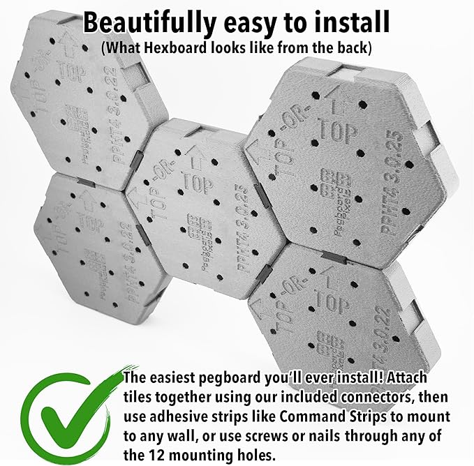 Hexagon Pegboard Tiles, 4.5"x4" each, 5-Pack, Normal-Sized Holes, Make Custom Designs, Easiest to Mount, Expand Existing Pegboard or Fill In Unused Space, Hexboard (Flame Flash Red, 4-inch)