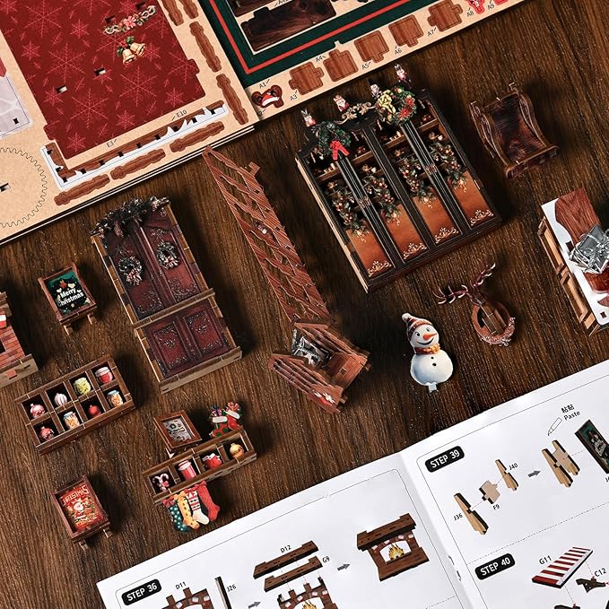 DIY Miniature House Kit, Mini House Building Kit, DIY Book Nook Kit, Tiny Model House for Adults to Build, Beginner 3D Wooden Book Nook, for Family Friends (Christmas Shop)