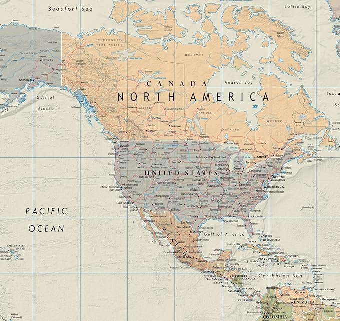 Swiftmaps World Contemporary Premier Wall Map Poster Mural 24h x 36w - LAMINATED