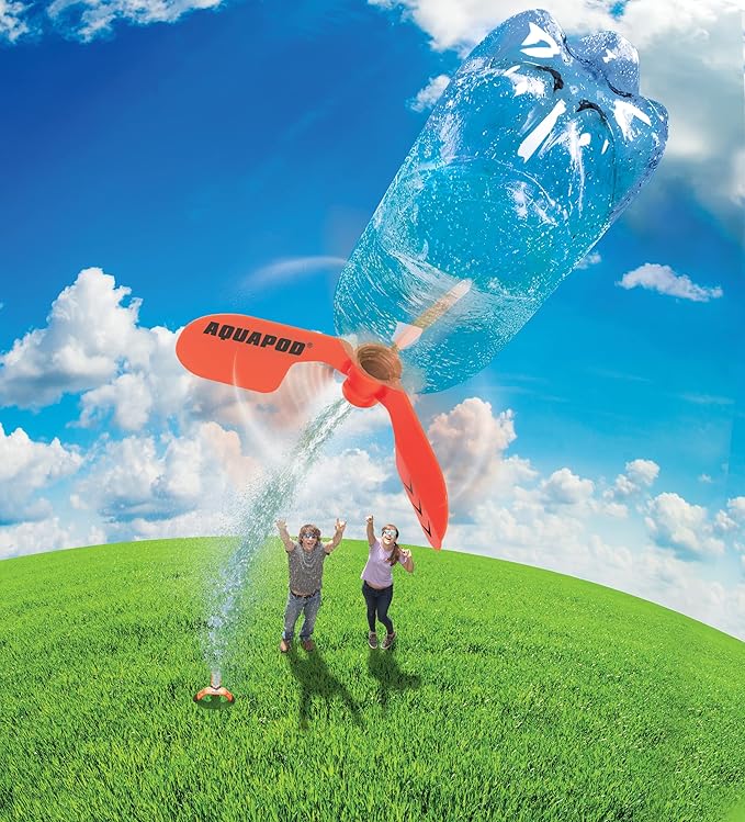 Screw on Curved Water Rocket Fins (2 pk)- Compatible with any 2 Liter Bottles - Makes Bottle Spiral in Air & Helicopter to Ground - Fun Outdoor Science Toy - Accessory to Water Rocket Launcher